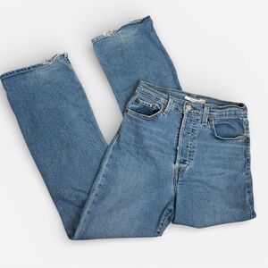 Levi's Women's Ribcage Boot Cut Jeans Size 29 Blue High Waist Button Fly